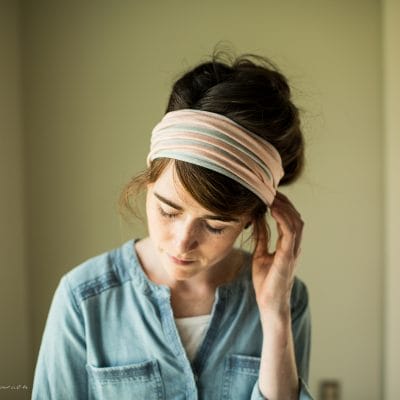 Cecily’s Heather and Pink Stripe Stretch Headwrap