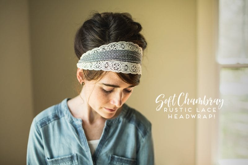 lace trimmed chambray, liberty of london floral, headband, headcovering