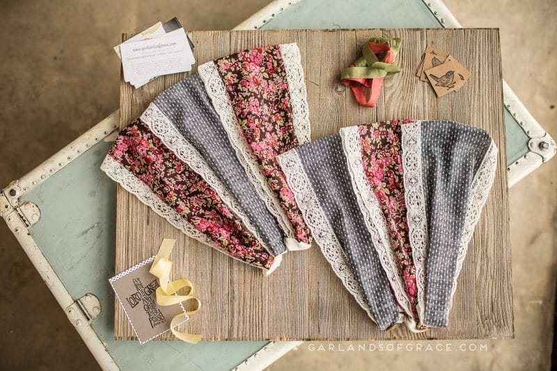 lace trimmed chambray, liberty of london floral, headband, headcovering