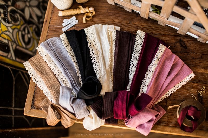 Cotton lace trimmed headcoverings by Garlands of Grace