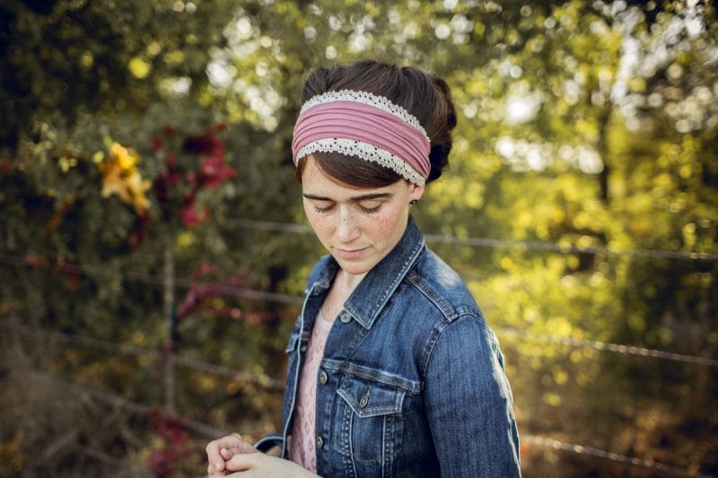 Cotton lace trimmed headcovering by Garlands of Grace