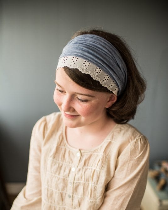 Cecily’s Chambray Eyelet Stretch Headwrap for Girls