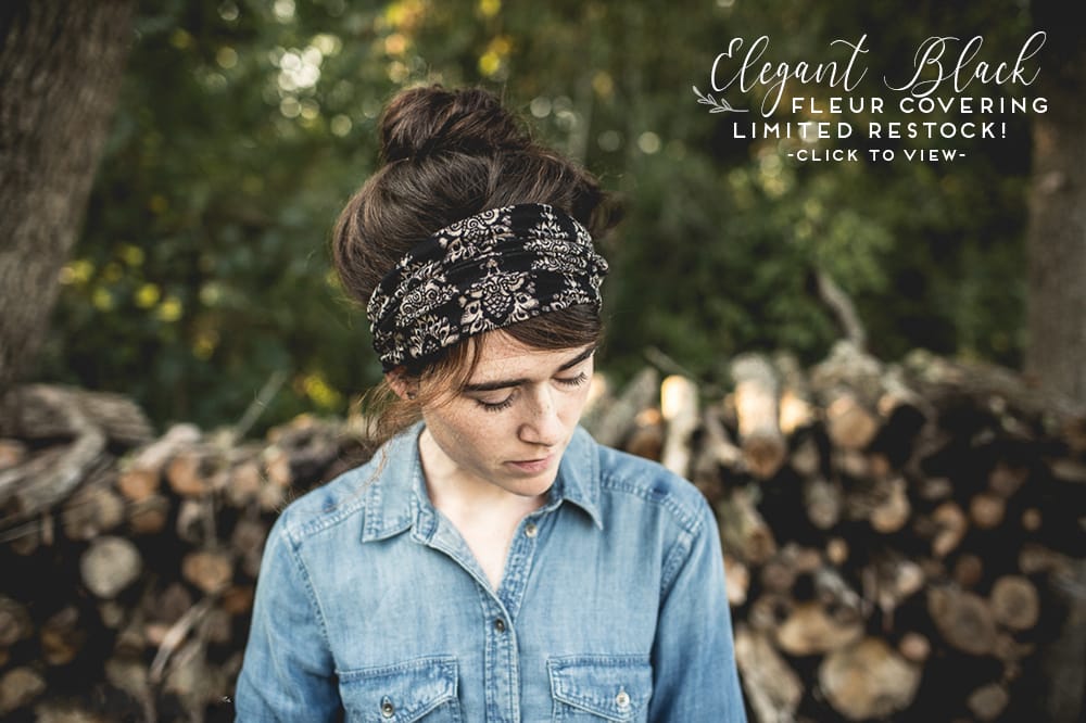 Black floral christian headcoverings