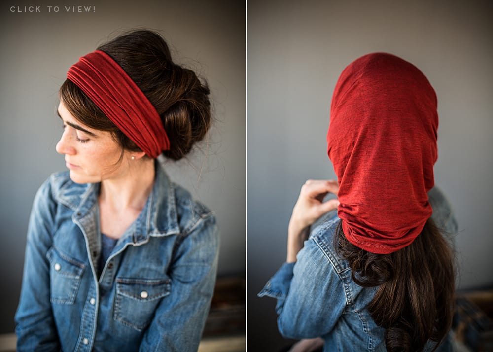 red heather stretch cowl headcoveirng christian