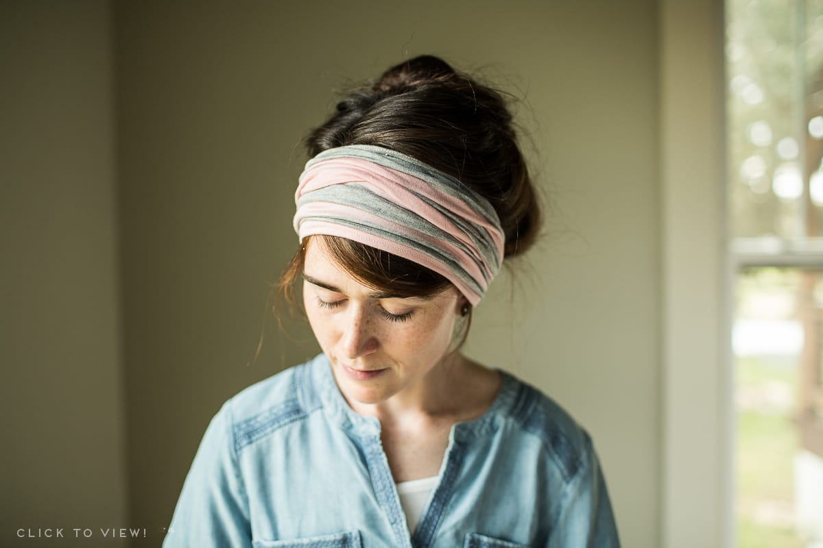 stripe pink cowl headcovering