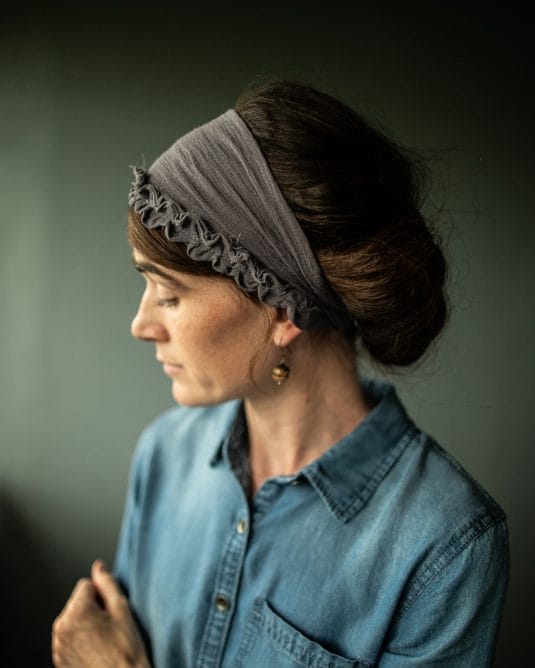 Katherine’s Ruched Slate Elegance Headwrap