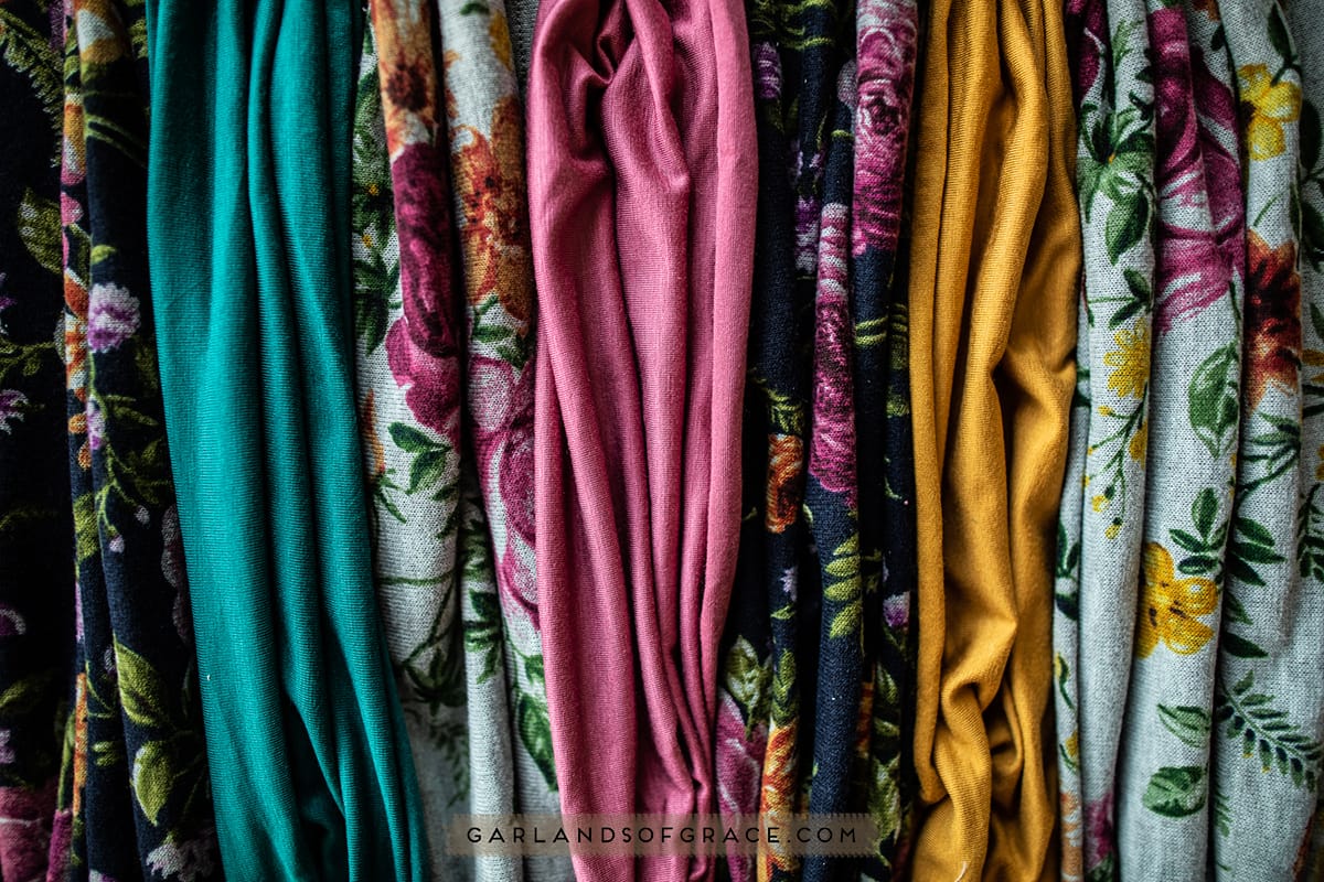 long floral convertible christian headcovering