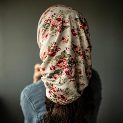 Soft white Roses Victorian Cowl Headwrap