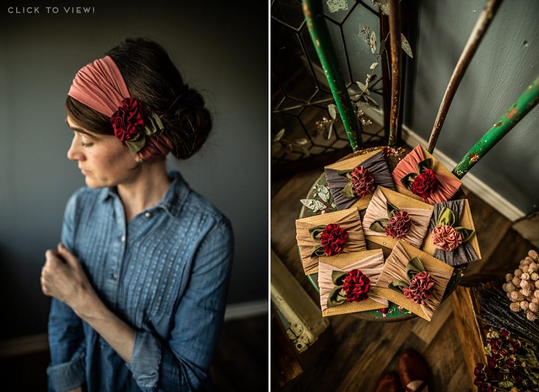 Rosette style headcovering and headband