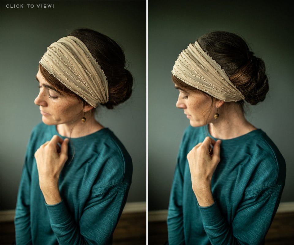 Stretch Ruffles style headband headcovering chemo scarf