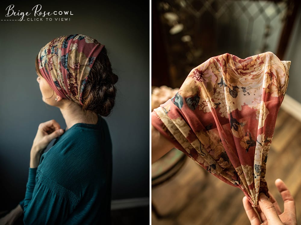 rose floral headcovering and prayer veil