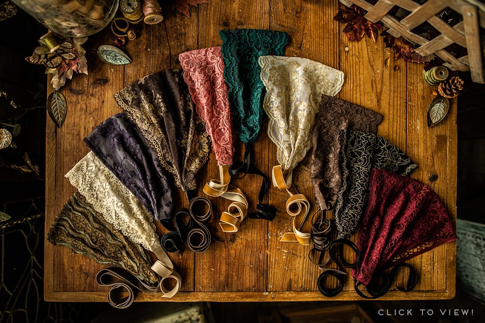 Elegant Tie On Lace Headcoverings and headbands 