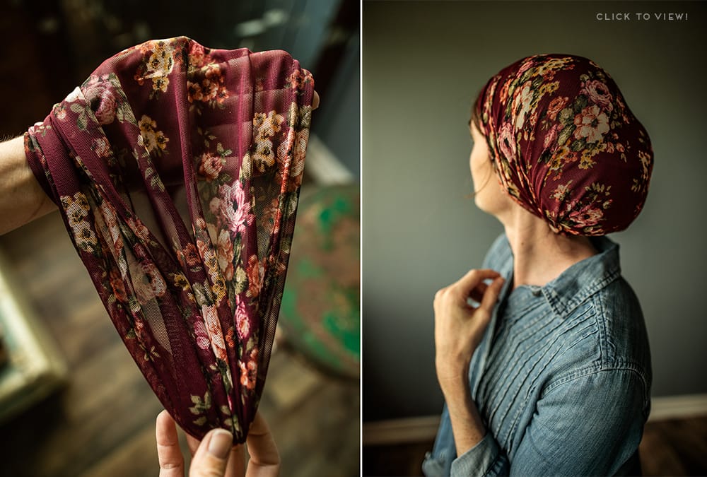long convertible floral cowl headcoverings