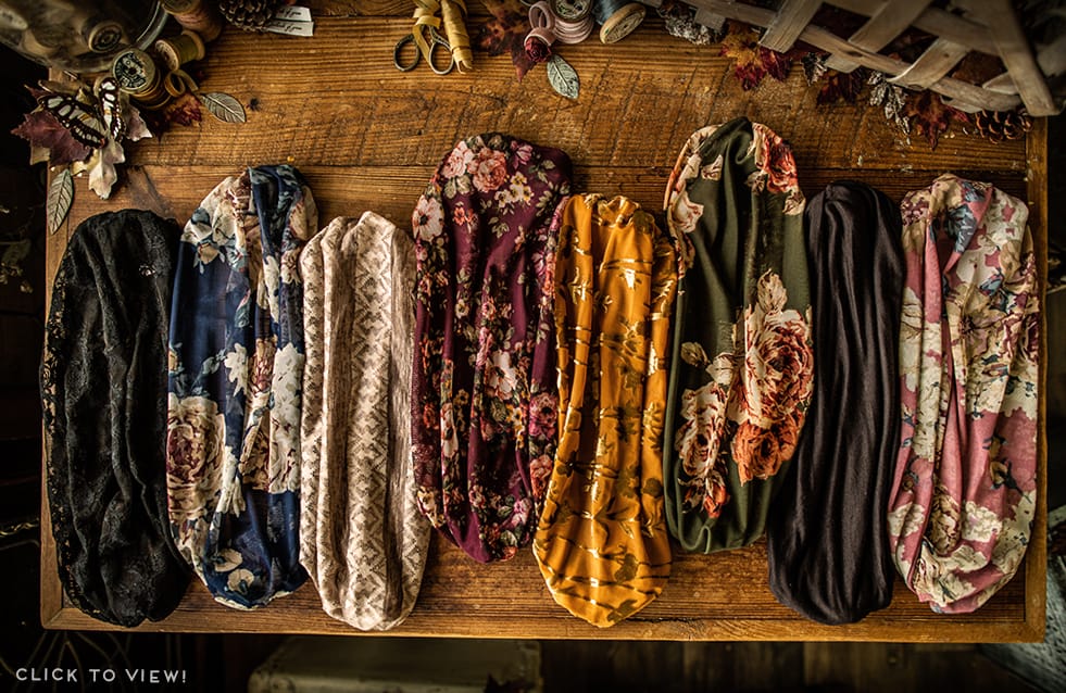 long convertible floral cowl headcoverings