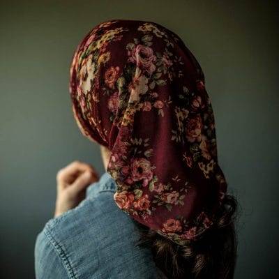 Garnet Floral Victorian Cowl Headcovering