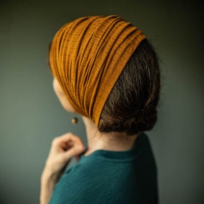 Textured Persimmon Courtyard Cowl Headwrap