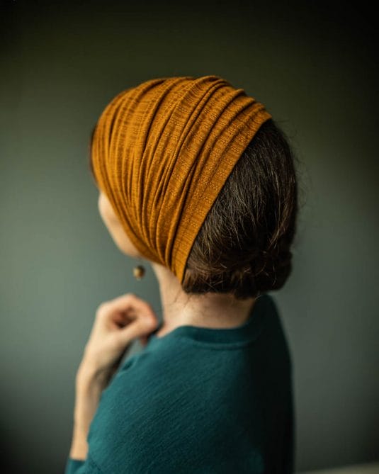Textured Persimmon Courtyard Cowl Headwrap