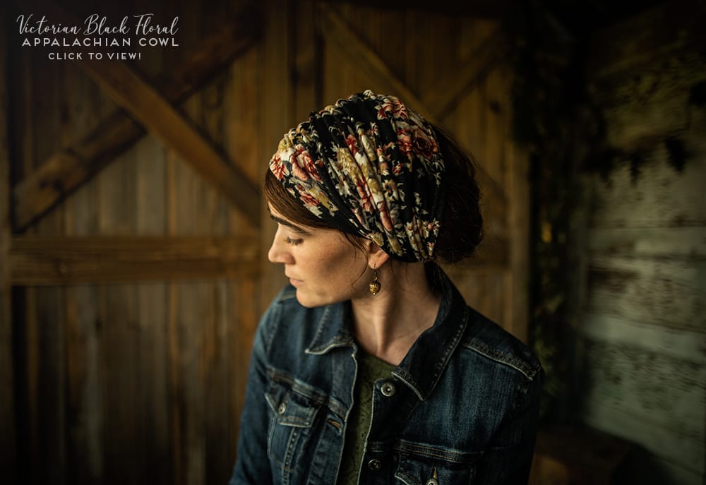 Soft Sweater FLoral Cowl style long headcoverings and chemo scarves