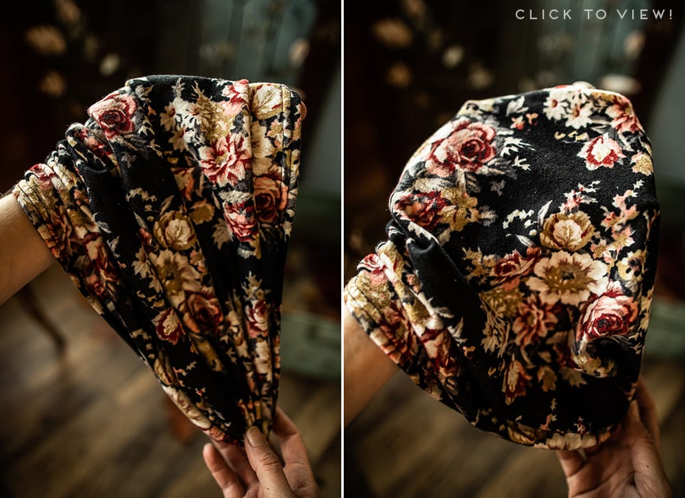 Soft Sweater FLoral Cowl style long headcoverings and chemo scarves