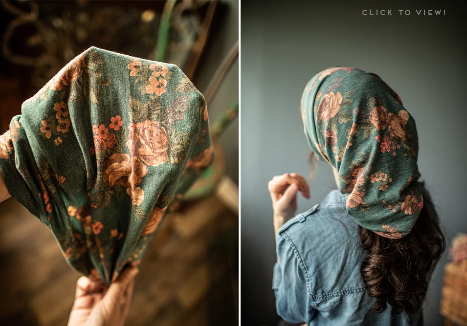 soft stretch floral cowl headwraps, chemo scarves, and headcoverings for sale