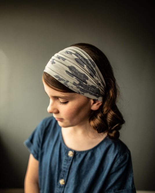 Cecily’s Blue Shadow Floral Stretch Covering for Girls