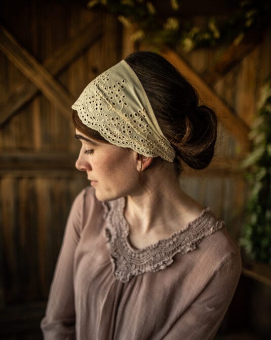 Katherine’s Ivory Eyelet Simple Elegance Headwrap