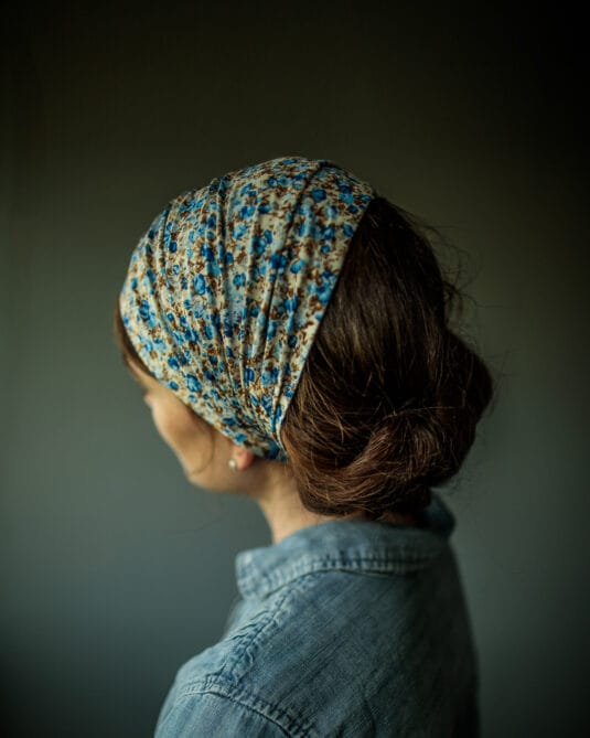 Cecily's Soft Stretch Calico Tie On Headwrap