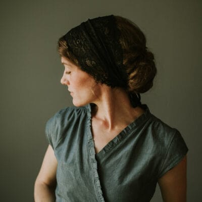 Katherine's Black Tie On Lace Headwrap