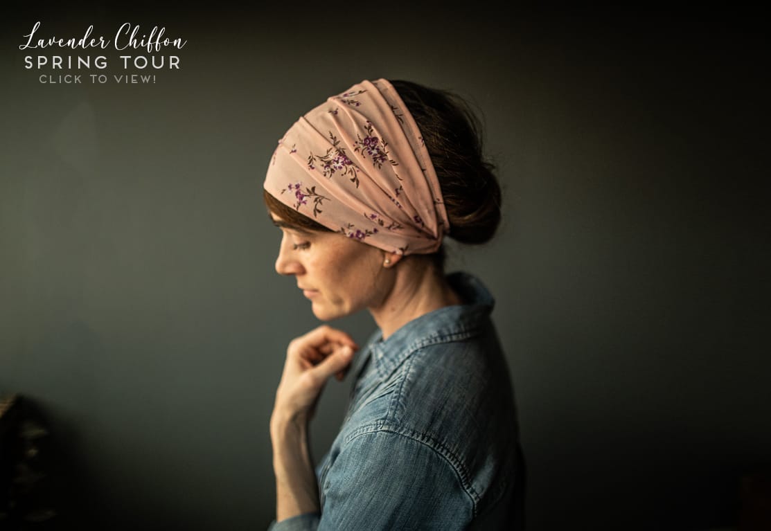 Chiffon Floral Cecily Convertible Headcovering, Chemo Scarf, Headwrap