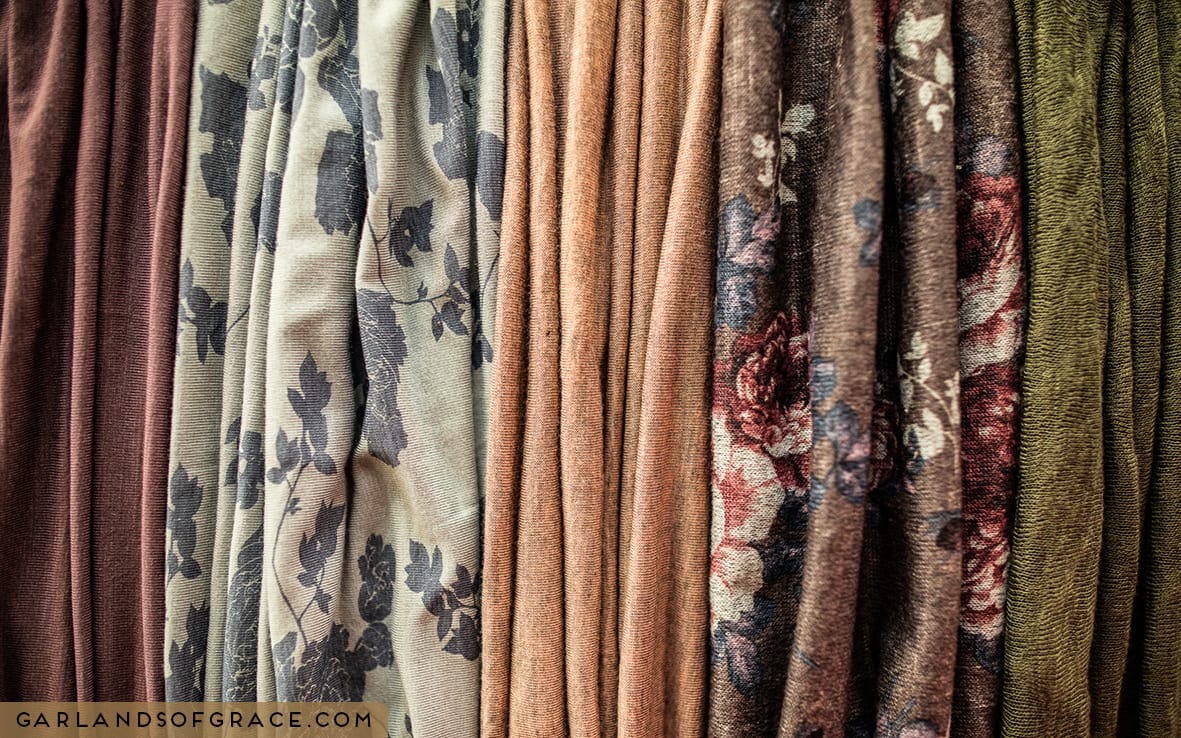 Blue Floral Convertible Cowl style headcovering