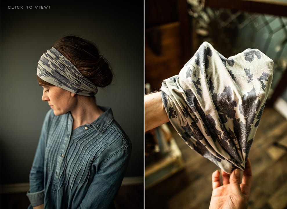 Blue Floral Convertible Cowl style headcovering