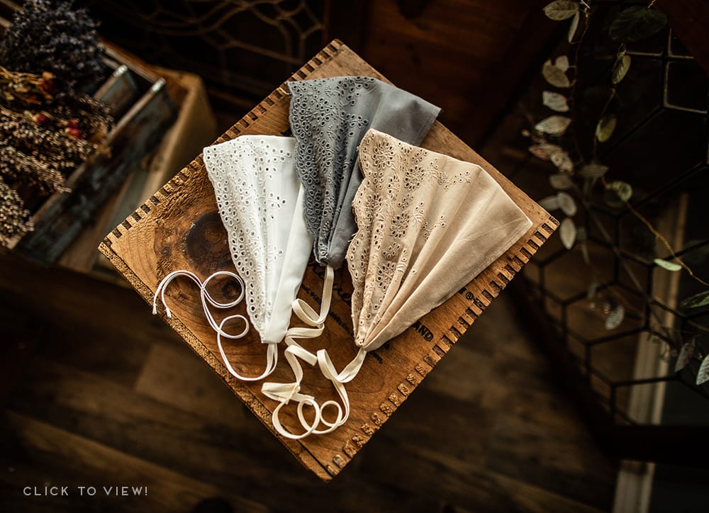 Cotton Eyelet Headcoverings, headbands, hair scarves