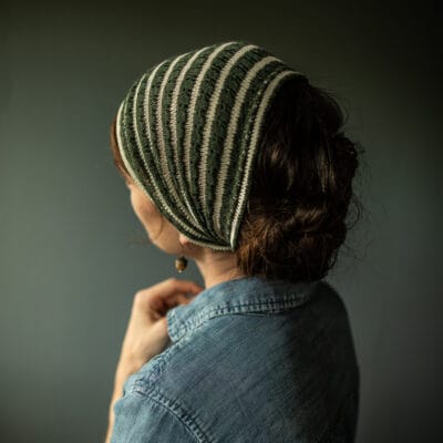 Cecily’s Forest Green Stripe Sweaterknit Headwrap