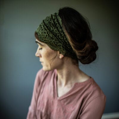Katherine’s Timeless Lace Olive Tie On Headwrap