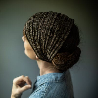 Cecily’s Deep Mocha heather Sweaterknit Headwrap