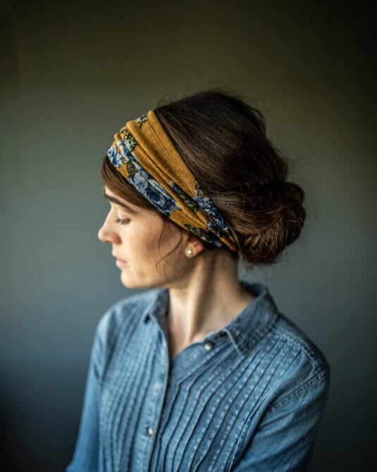 Katherine’s Persimmon Floral Courtyard Headwrap