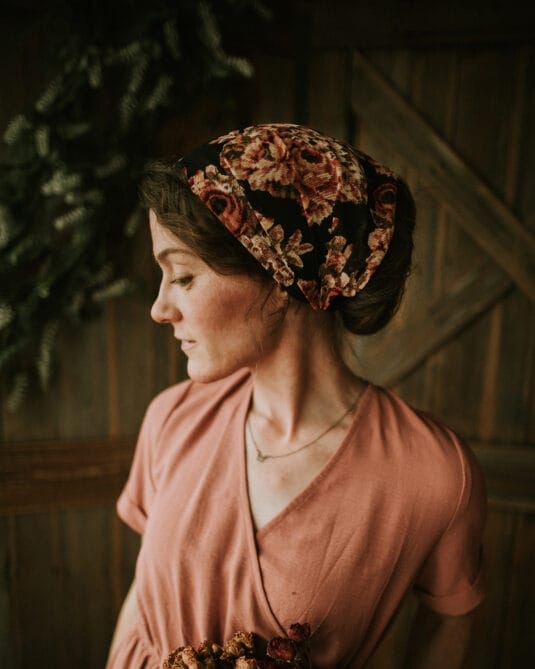 Cecily’s Victorian Floral Chiffon Headcovering