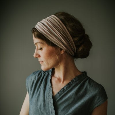 Katherine's Soft Heather and Pink Stripe Stretch Headband